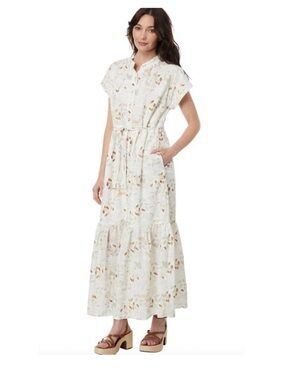 En Saison Cream Eyelet Short Sleeve Cara Maxi Dress Large